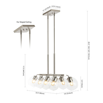 Julian 33.5" Farmhouse Bohemian Iron/Glass Linear LED Pendant - JONATHAN Y